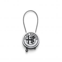 Portachiavi in acciaio similpelle Classic Circle Alfa Romeo Nero