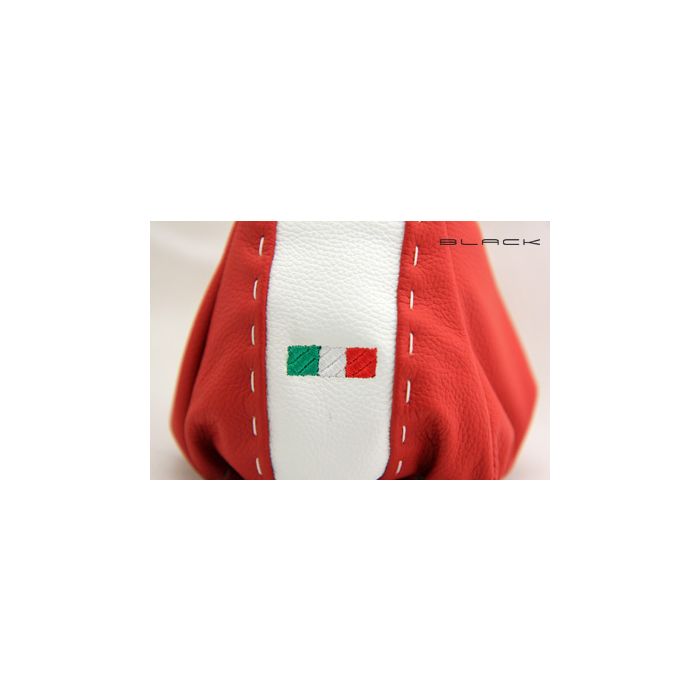 Cambio e Freno a Mano in Pelle Italiana color avorio nero 500/ ricamo logo