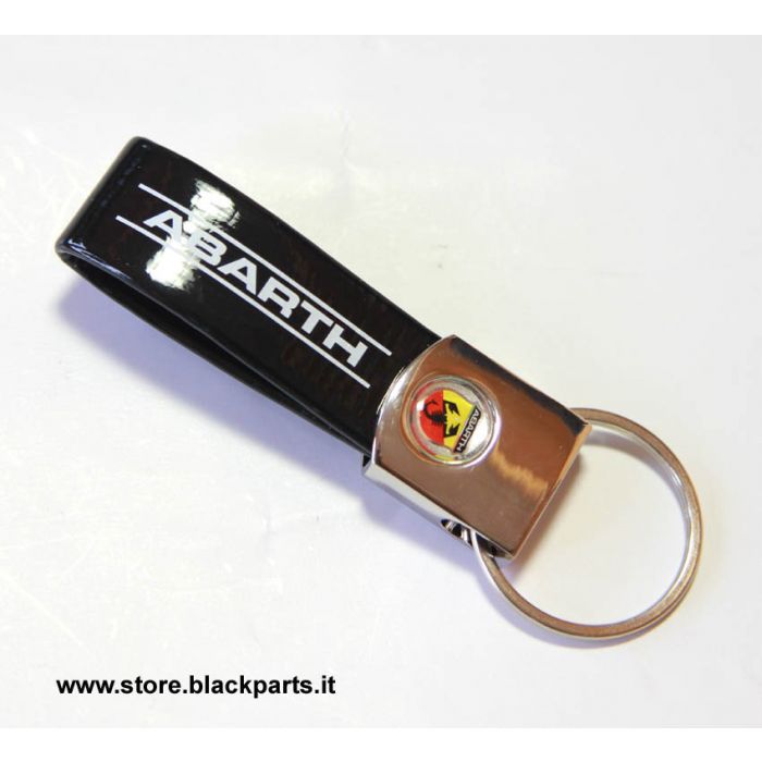 Porte-clés Acier/Simili Cuir logo ABARTH 